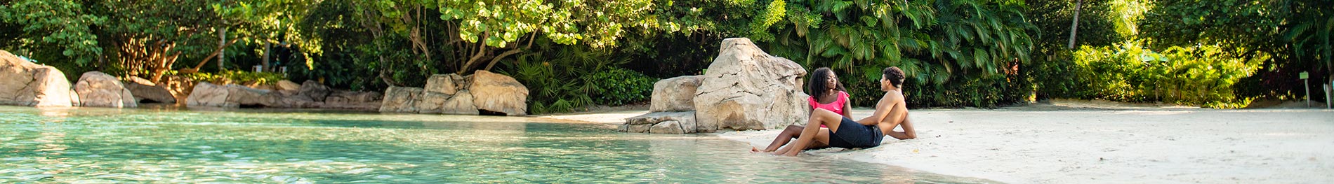 Relaxing on the pristine beaches of Discovery Cove in Orlando Florida
