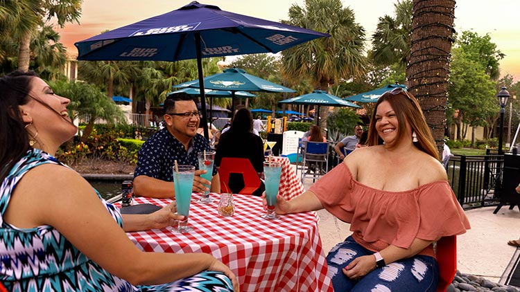 Doubletree Hilton Backyard Patio with Guests