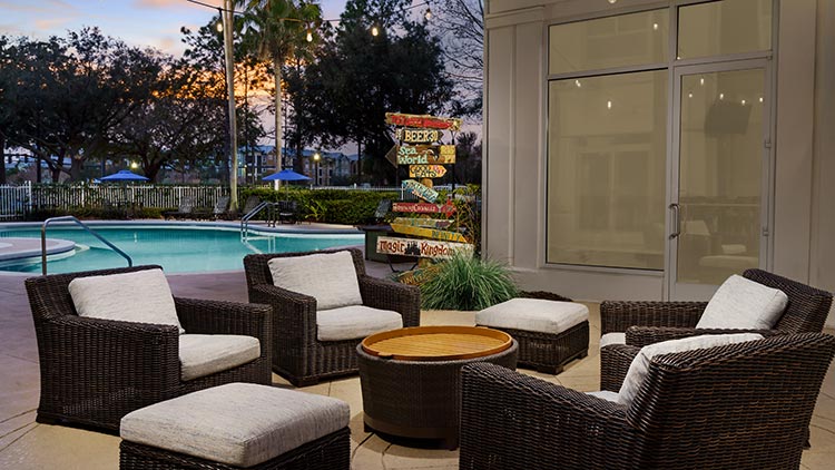 Patio at Hilton Garden Inn Orlando at SeaWorld